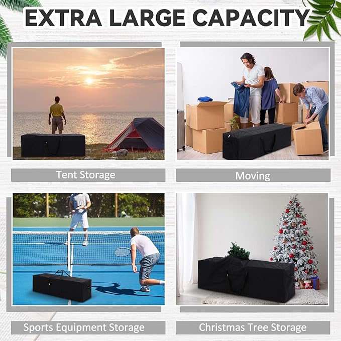 52 x 15 x 15 Inch, 190 L Extra Large Duffle Bag Camping Tent Storage Duffle Sports Equipment Bag Heavy Duty and Waterproof for Travel Camping Tent Pole Hammock Tripod Fishing Luggage Moving