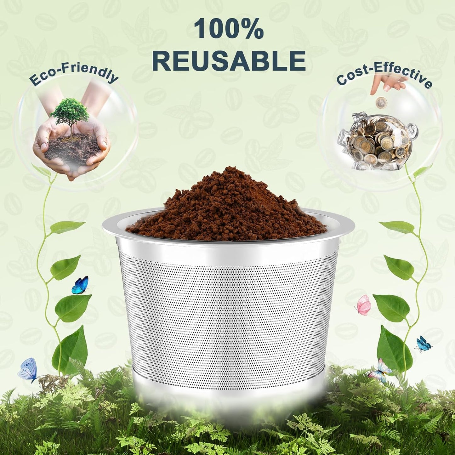 NESSUS 2 Pack Reusable K Cup for Keurig 1.0, Kcup Refillable Coffee Pod for Keurig Reusable Coffee Pods for Keurig Coffee Maker with Heat Resistant Handles and Coffee Scoop,1-Stream Filters, NO BPA
