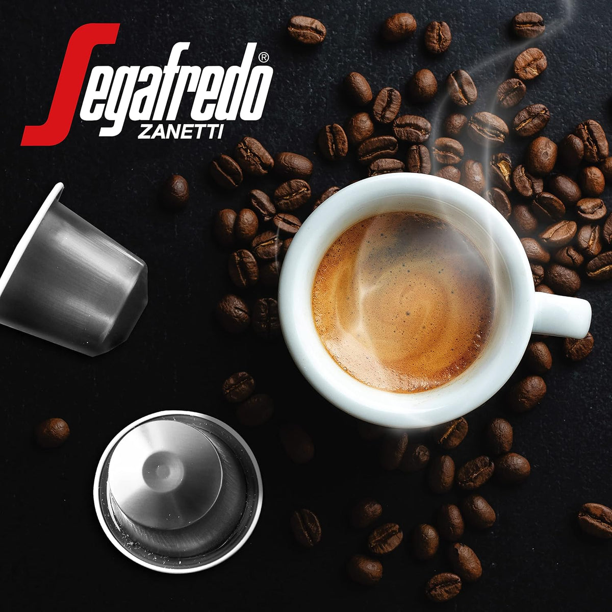 Segafredo Zanetti Espresso Capsules – Aluminum Pods for Nespresso Original Machines – Extra Dark Roast Premium Espresso with a Bold Aroma – Smoky, Intensity 12 – Forte, 10 Count