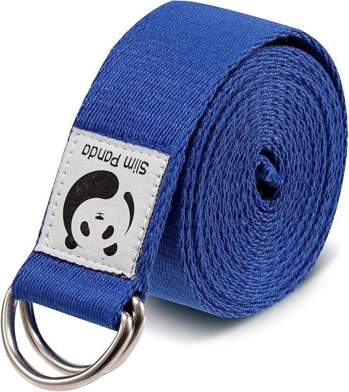 Slim Panda Yoga Strap for Stretching,Cotton Yoga Strap with Adjustable D-Ring Buckle,Non-Elastic Yoga Belt for Pilates,Gym Workouts,Physical Therapy,Improve Flexibility