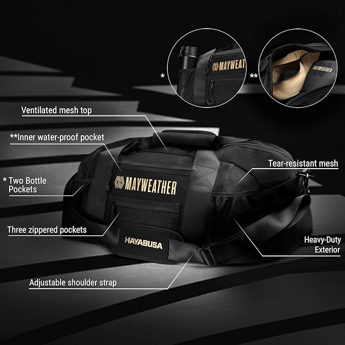 Hayabusa Mayweather Mesh Gym Bag - Black/Gold, 70L