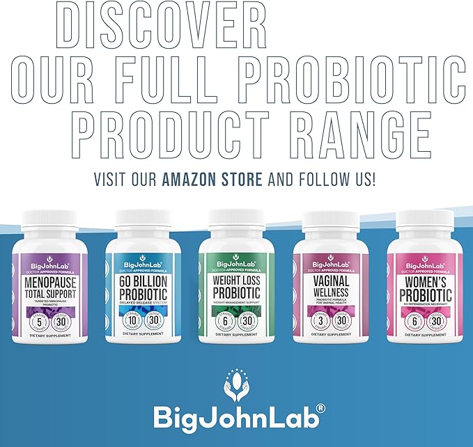 BIGJOHNLAB® - Probiotics for Weight Management & Bloating - 6 Probiotic Strains - Prebiotics - Key Ingredient Cayenne & Green Tea - Supports Gut Health - Weight Management for Women & Men - 30 CT