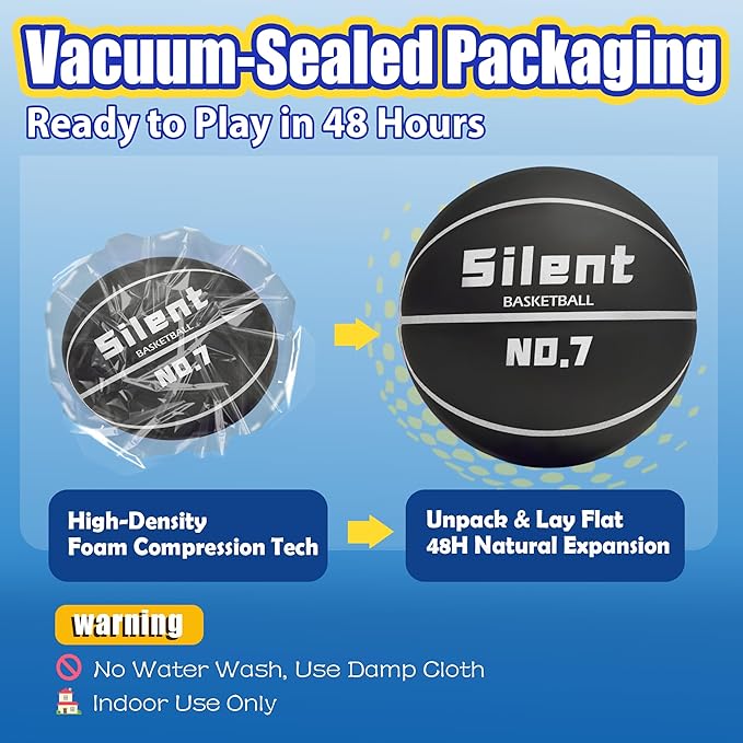 2025 Upgraded Silent Basketball Size 7 - Indoor Noiseless Airless Foam Basketball, Quiet Dribble Dream Training Ball with Soft Soundless Bounce-Pink