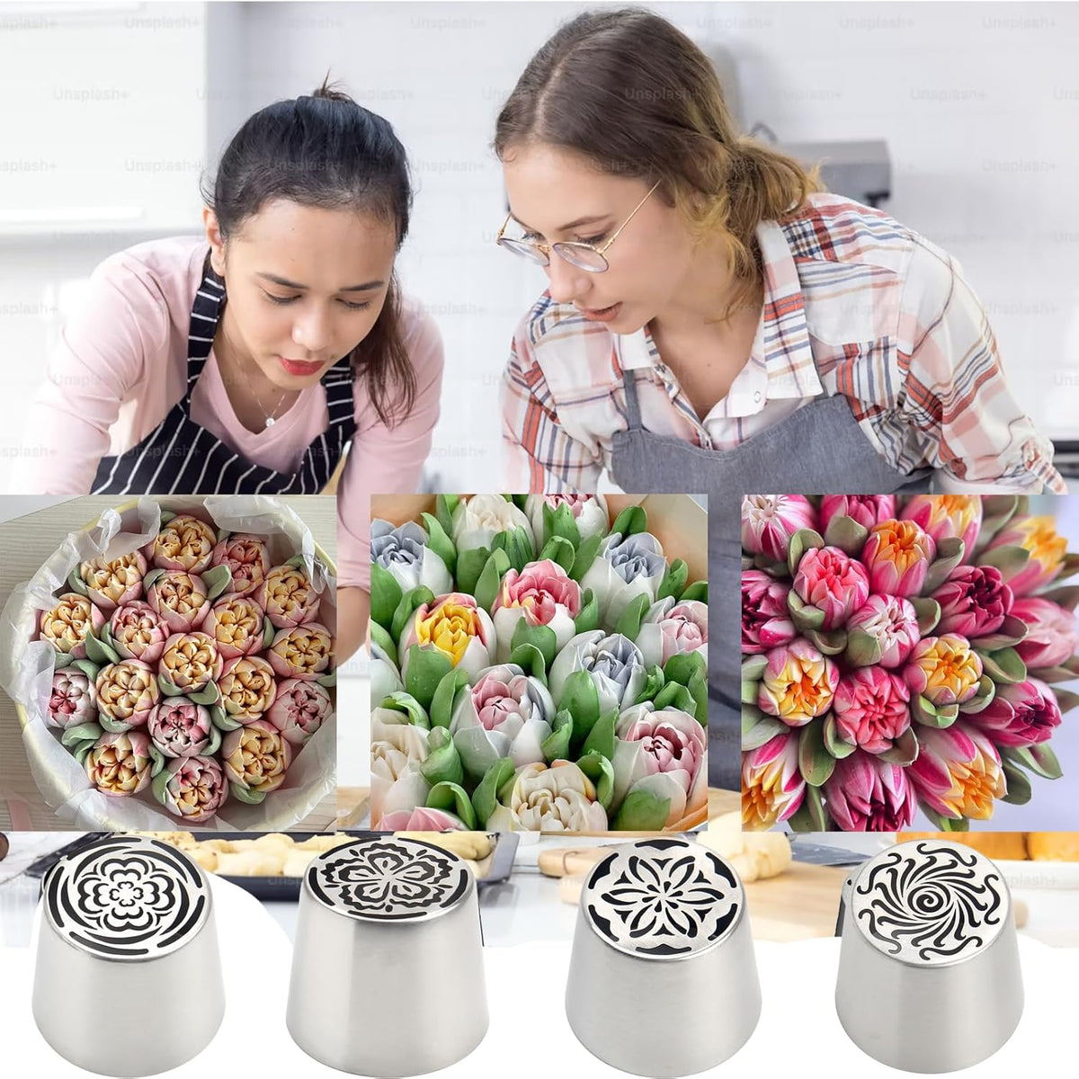 Extra Large Russian Piping Tips Cake Decorating Kit for Buttercream Roses 3D Floral Designs Baker Tools for Wedding Birthday Cakes Cupcakes Cookies
