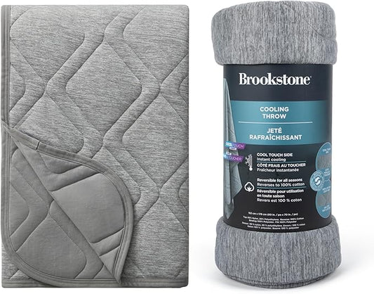 Brookstone Cooling Comfort Throw Blankets for Sleeping - Innovative Cooling Dual-Sided Throw - Oversized Cool Blanket for Hot Sleepers - Nylon and Polyethylene Blanket - Quite Shade