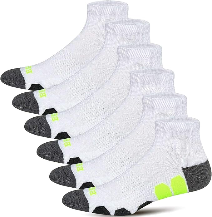 BERING Men's Ankle Socks Athletic Running Cushion Quarter (6 Pairs)