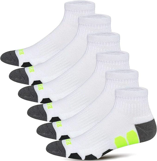 BERING Men's Ankle Socks Athletic Running Cushion Quarter (6 Pairs)