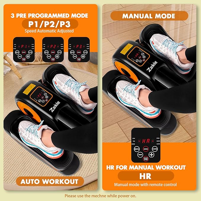 Zakle Under Desk Elliptical Machine, Ellipse Leg Exerciser as Seen on Tv for Seniors w/Remote & 12 Speeds Level, Manual & Auto Mode, Quiet Electric Seated Pedal Exerciser for Home Office