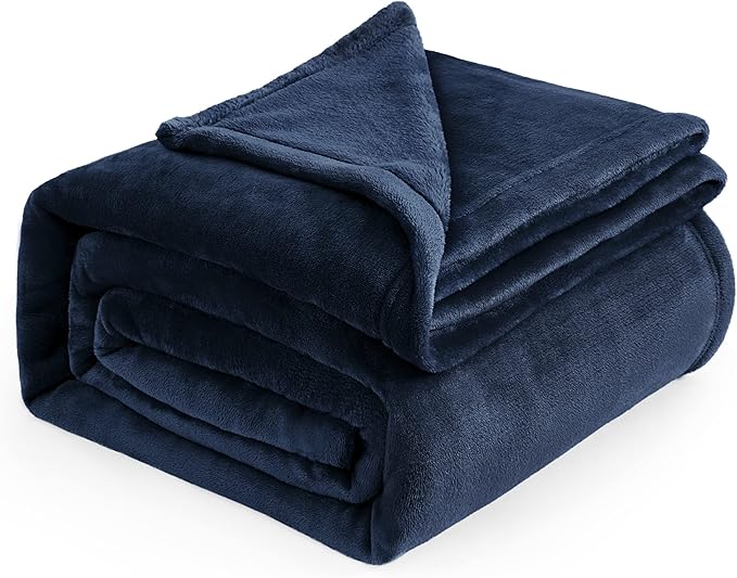 Bedsure Navy Blue Fleece Blankets King Size - Bed Blanket Soft Lightweight Plush Cozy Fuzzy Luxury Microfiber, 108x90 inches