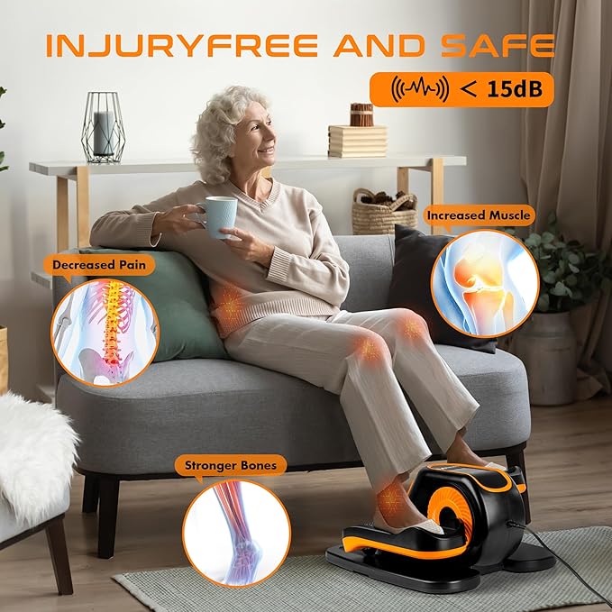 Zakle Ellipse Leg Exerciser as Seen on Tv for Seniors, Electric Under Desk Elliptical Machine w/Remote & 12 Speeds Level, Manual & Auto Mode, Quiet Seated Pedal Exerciser for Home Office