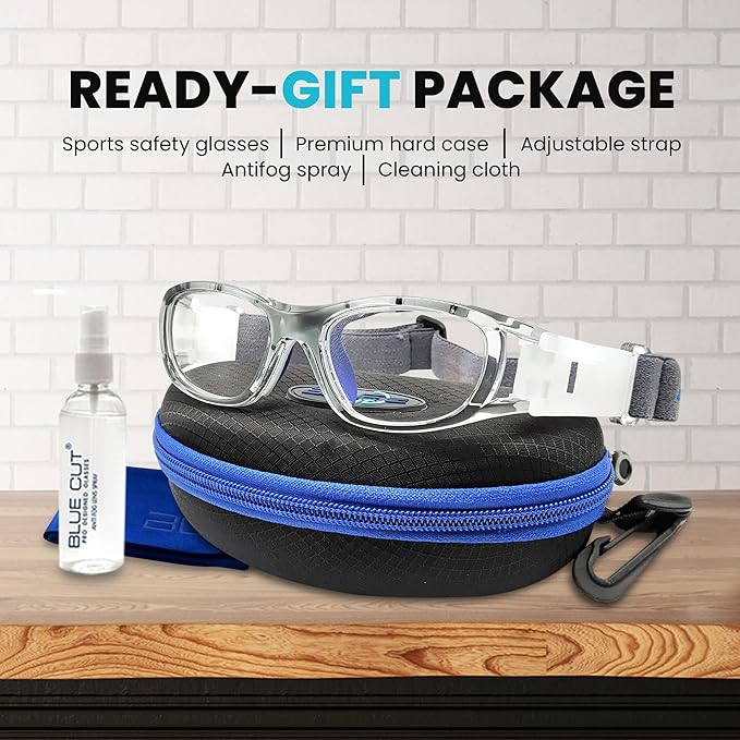 BLUE CUT Safety Basketball Goggles For Kids for Outdoor Sports Activities Anti Fog Replaceable to Prescription Lenses