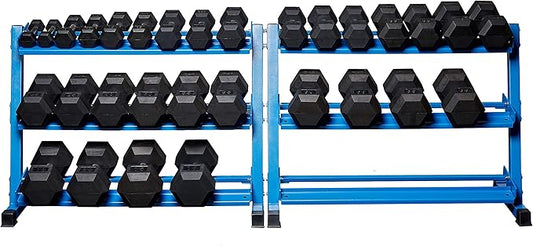 REP Fitness Rubber Hex Dumbbell Set, Adjustable Weight Pairs, Home Gym Equipment, Strength Training For Men Women, Black Coated Grips, Workout Rack Storage Optional, Heavy Lb Free Weights