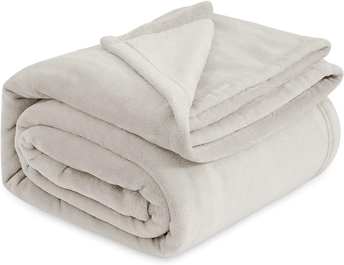Bedsure Fleece Bed Blankets Full Size Linen - Soft Lightweight Plush Fuzzy Cozy Luxury Blanket Microfiber, 84x90 inches