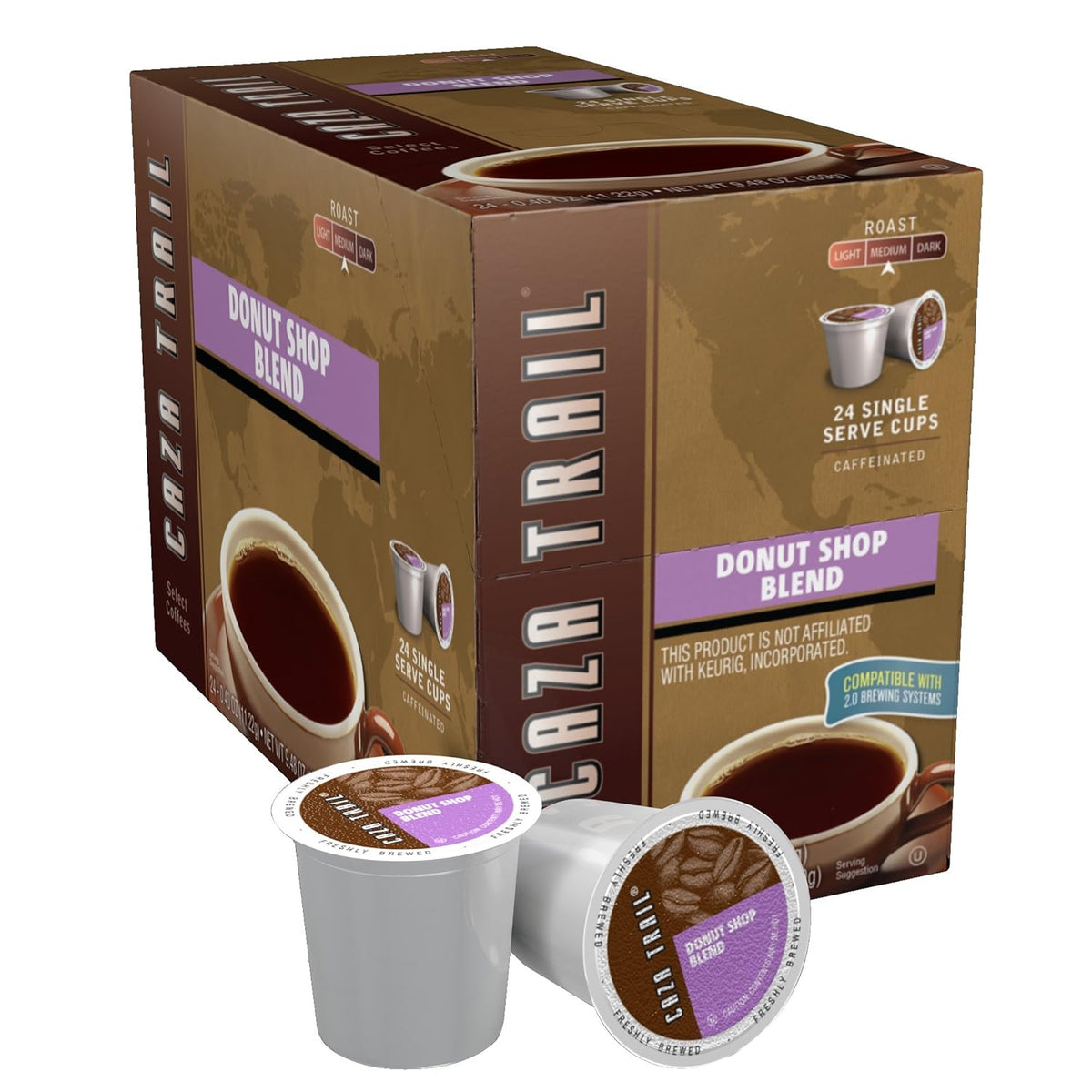 Caza Trail Coffee, Donut Shop Blend, 24 Single Serve Cups