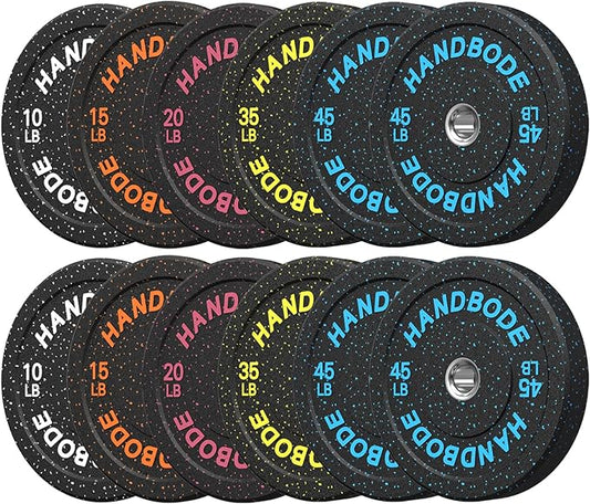 2-Inch Bumper Plates High Bounce, Olympic Weight Plate Set 45/100/160/190/260/300lb, Barbell Weight Plates Set for Home Gym, Colored Weights Rubber Strength Training Plate for Weight Lifting