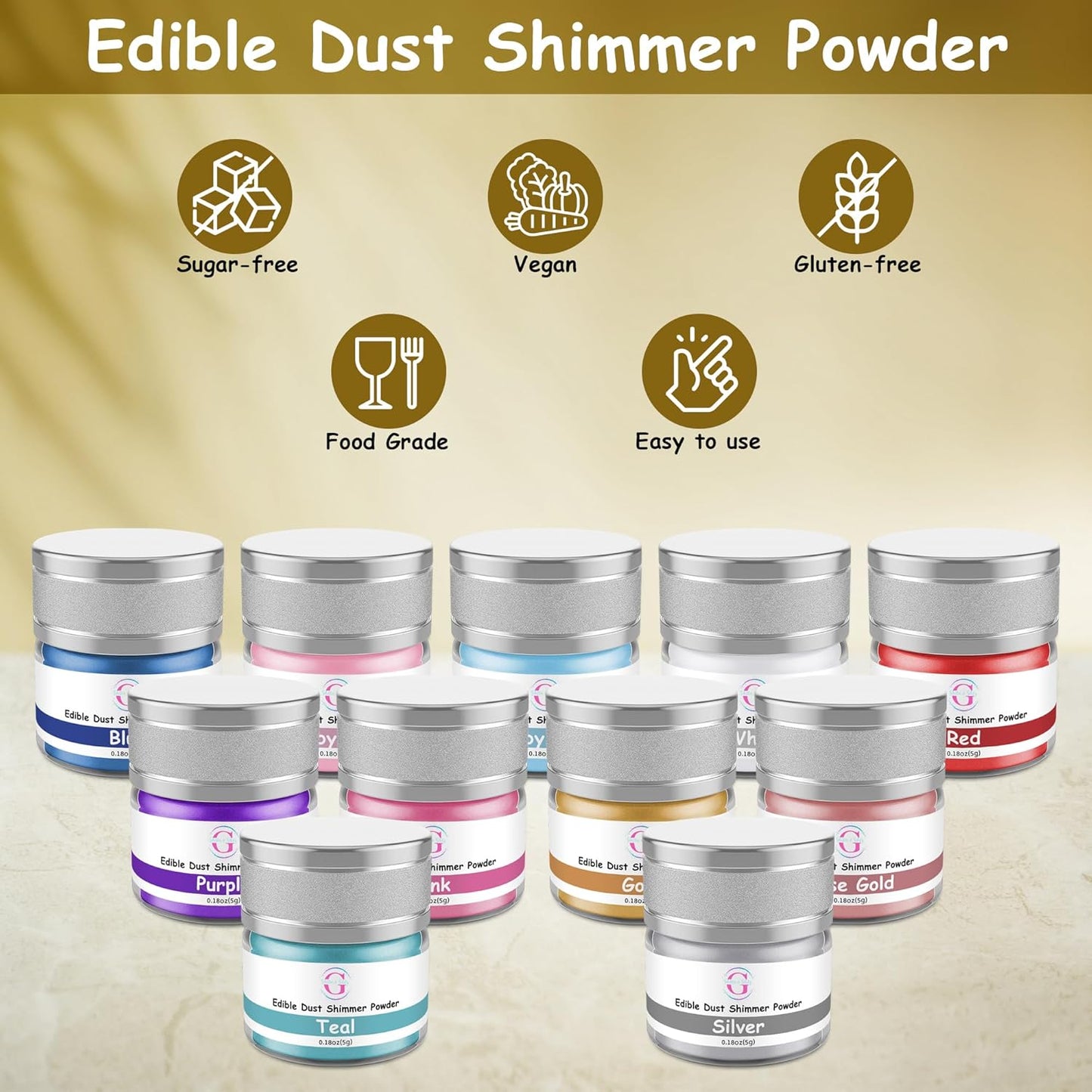 Glitter & Glitz Edible Glitter for Drinks - Premium Drink Glitter Edible Dust for Cocktails, Baking, Brew - Luster Dust and Cocktail Glitter - Edible Glitter for Drinks Decoration (Black, 5Grams)