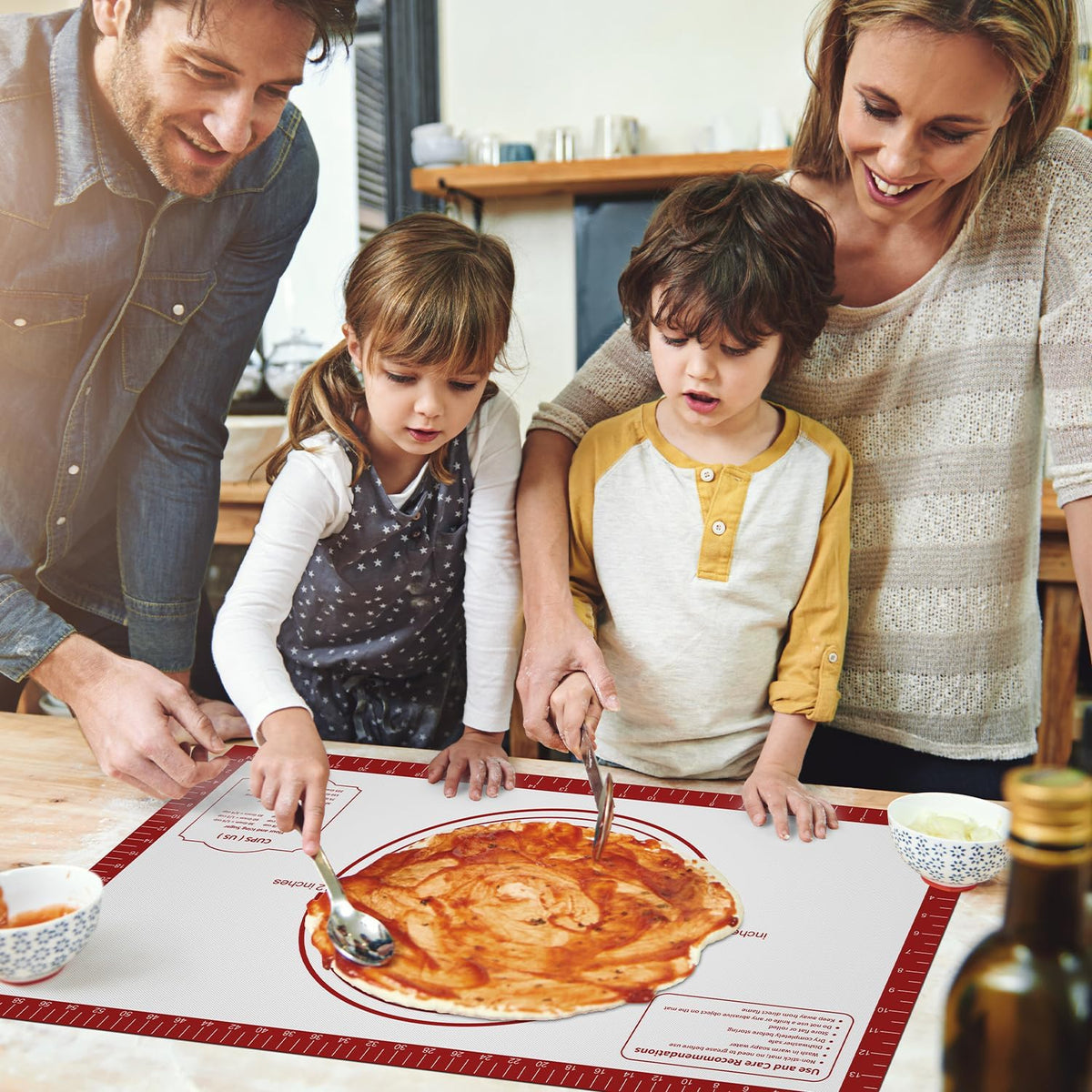 Silicone Baking Mat,Non Stick Pastry Dough Mat for Rolling, Macarons Baking Mat, Pie Crust Bread Pizza Mat, Counter Mat