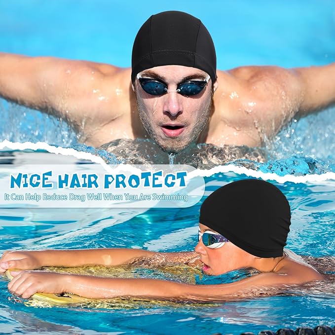 Bonuci 24 Pieces Cloth Elastic Swim Cap Bulk Comfortable Fabric Swimming Hat Elasticity Swimming Pool Cap Lightweight Bathing Caps for Women Men Kids Unisex, Not Waterproof