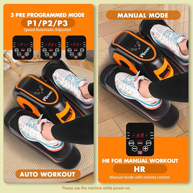 Zakle Ellipse Leg Exerciser as Seen on Tv for Seniors, Electric Under Desk Elliptical Machine w/Remote & 12 Speeds Level, Manual & Auto Mode, Quiet Seated Pedal Exerciser for Home Office