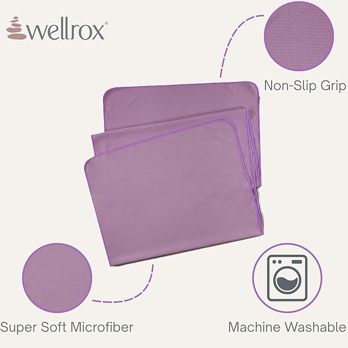 Yoga Towel Non Slip - Hand & Mat Towel for Yoga, Pilates & Fitness (Lavender)
