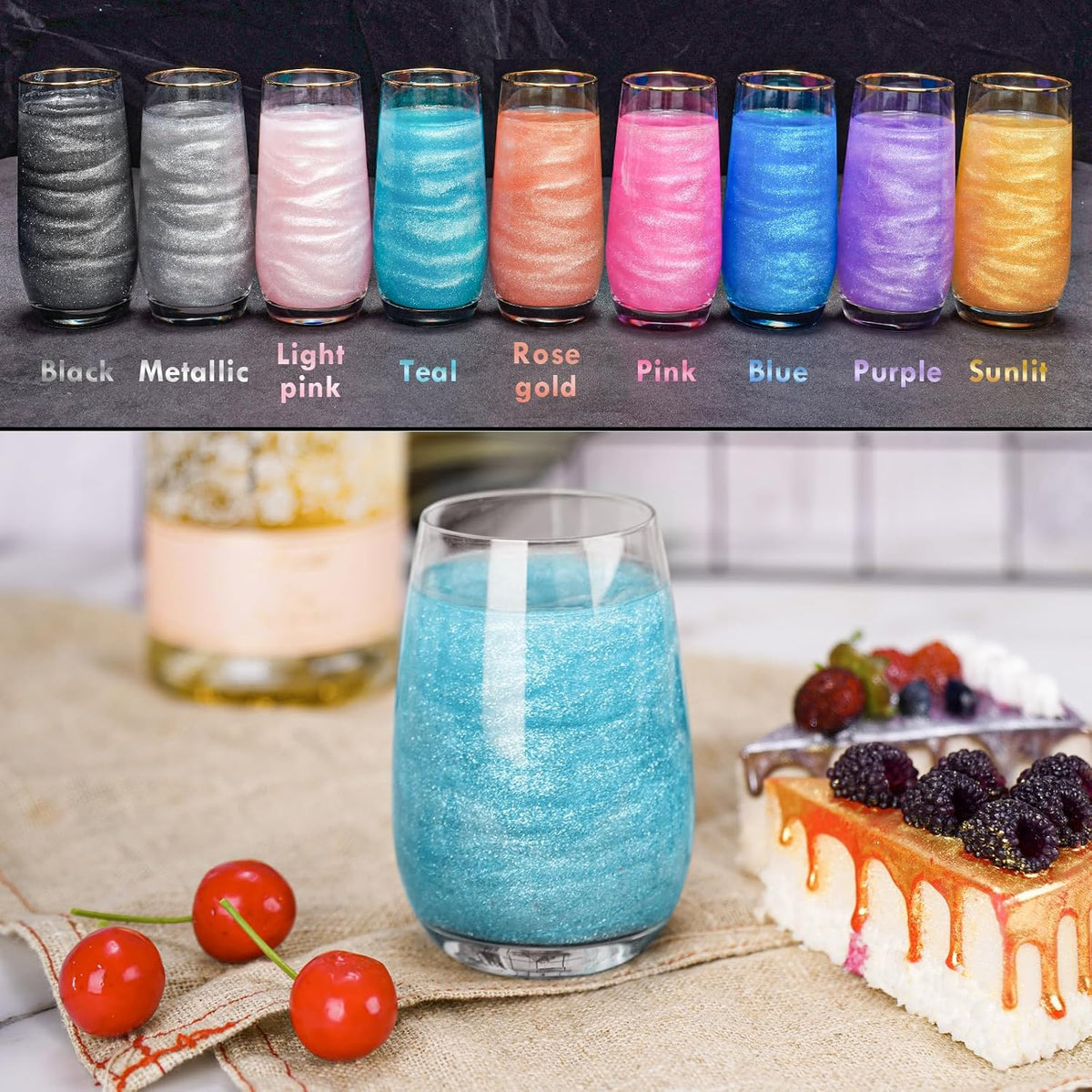 NiHome Edible Food-Grade Glimmer Powder Glitter Luster Dust Metallic Food Decorating Sprinkle Glimmery Dust for Drink Wine Beverage Cake Candy Dessert Bakery Restaurant Vegan (0.18oz/5g, Teal)