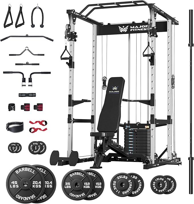MAJOR FITNESS Drone1 Power Cage - Multi-Function Power Rack for Home Gym, Squat Rack, Cable Crossover System, for Strength Training, Heavy-Duty Steel Construction