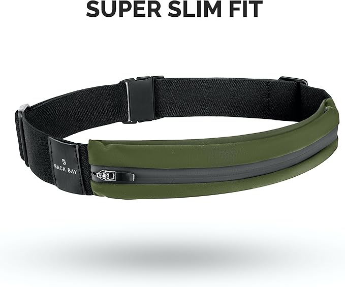 Back Bay Slim Running Belt for Women & Men [Fits ALL Phones], Runners Fanny Pack for Men, Money Belt, Running Gear Gift, Waist Bag Workout Gear, iPhone Runner's Phone Holder Waist Pack