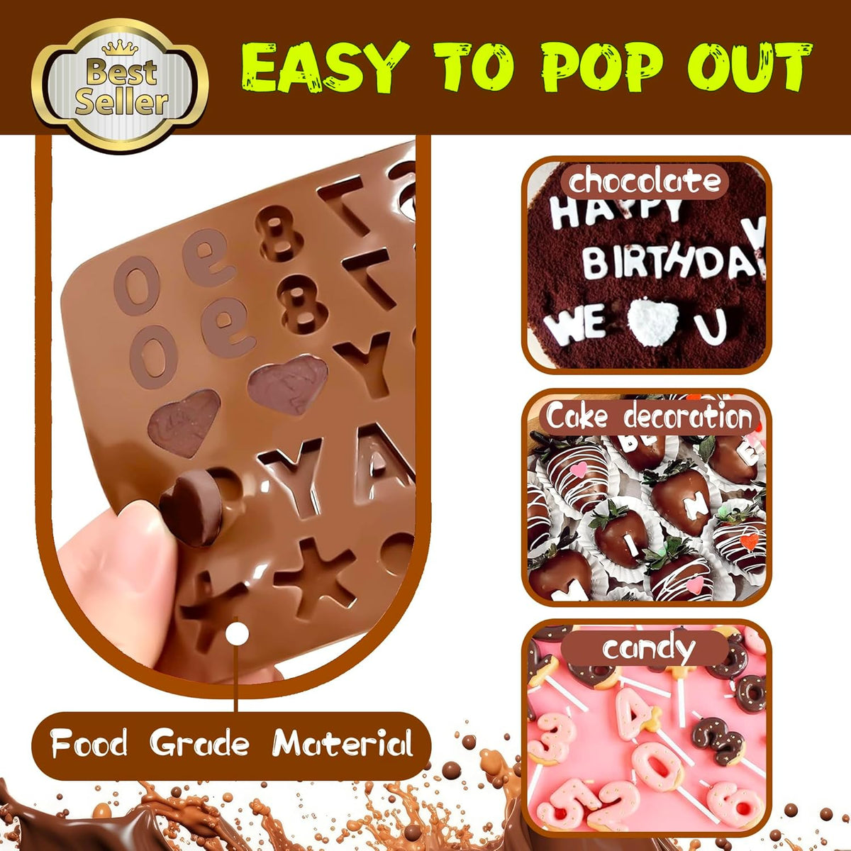 Number Chocolate Silicone Mould for DIY Candies or Fondant - 4 Pack…