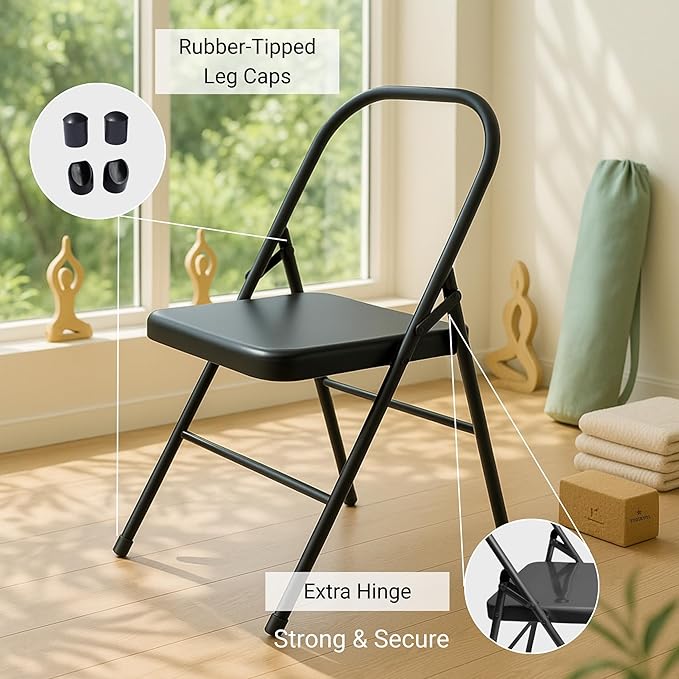 Yogikuti Yoga Chair(Standard) Backless/Folding Chair for Restorative & Iyengar Yoga Practie, Meditation/Fitness