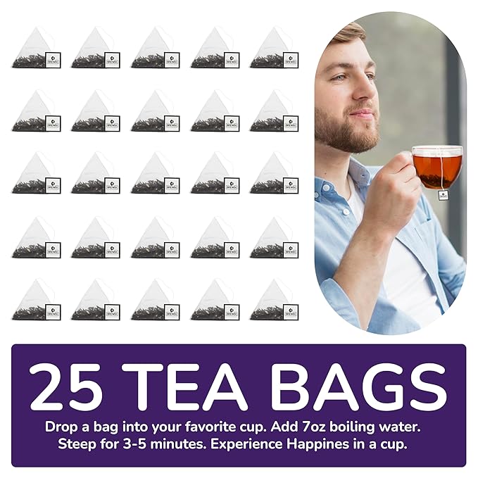 BREWIX, Earl Grey with Lavender Tea, Picnic in Paris Black Tea (25 Pyramid Tea Bags) | Black Tea with Bergamot, Lavender and Vanilla Notes | Gourmet Tea