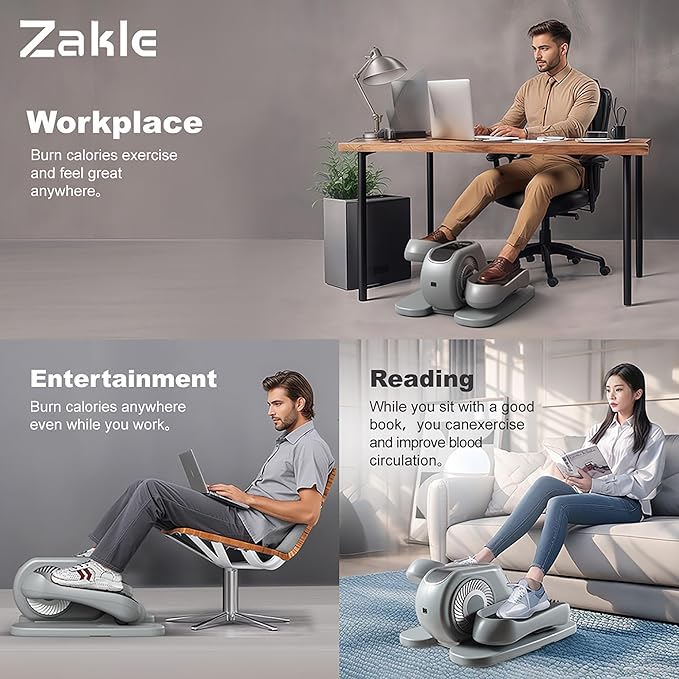 Zakle Ellipse Leg Exerciser as Seen on Tv for Seniors, Electric Under Desk Elliptical Machine w/Remote & 12 Speeds Level, Manual & Auto Mode, Quiet Seated Pedal Exerciser for Home Office