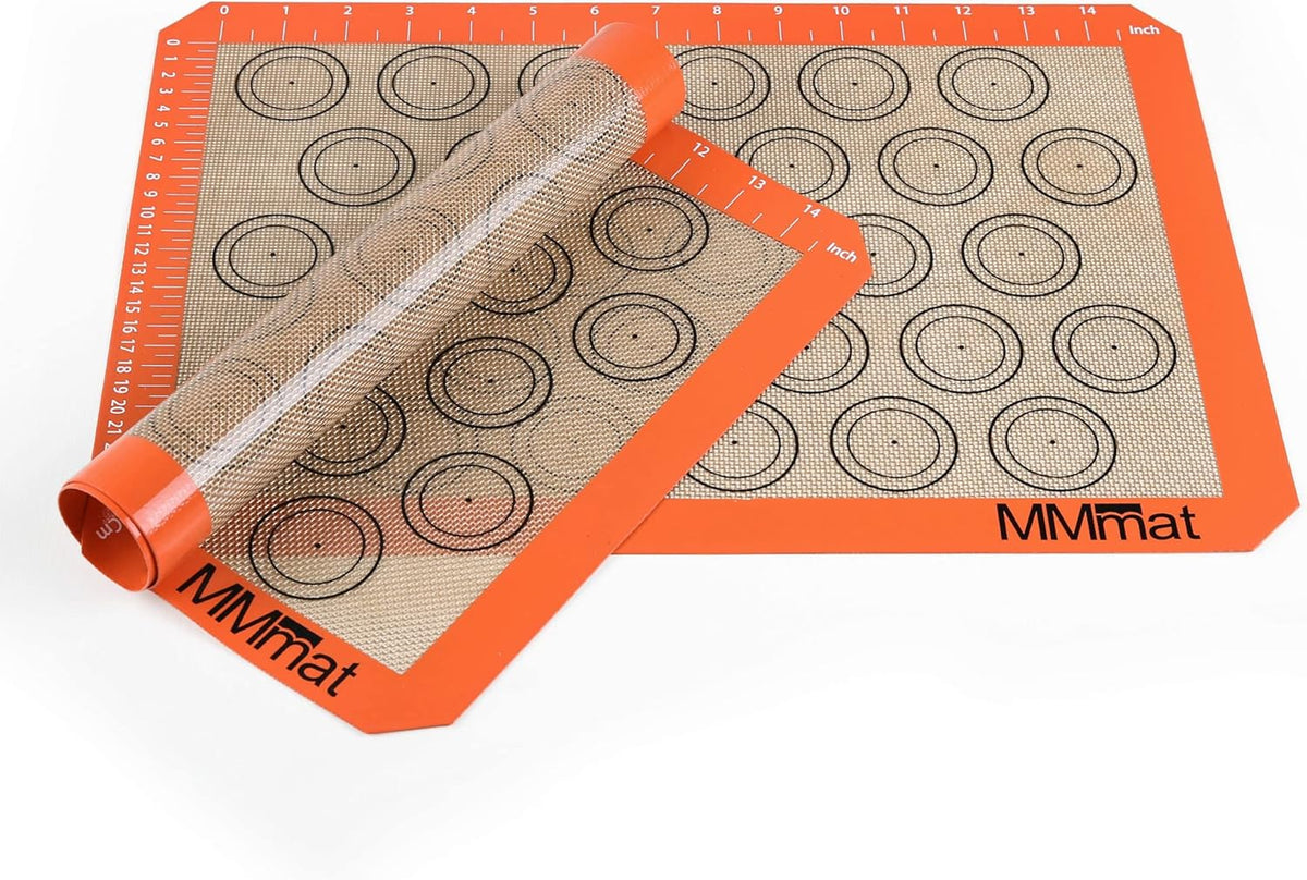 Silicone Baking Mat - Best German Silicone - Non Slip Silicone Baking Sheet, Non Stick Reusable Silicone Mats For Baking, Oven Liner, Counter Mat, 2 Half Sheets Macaron Baking Mats