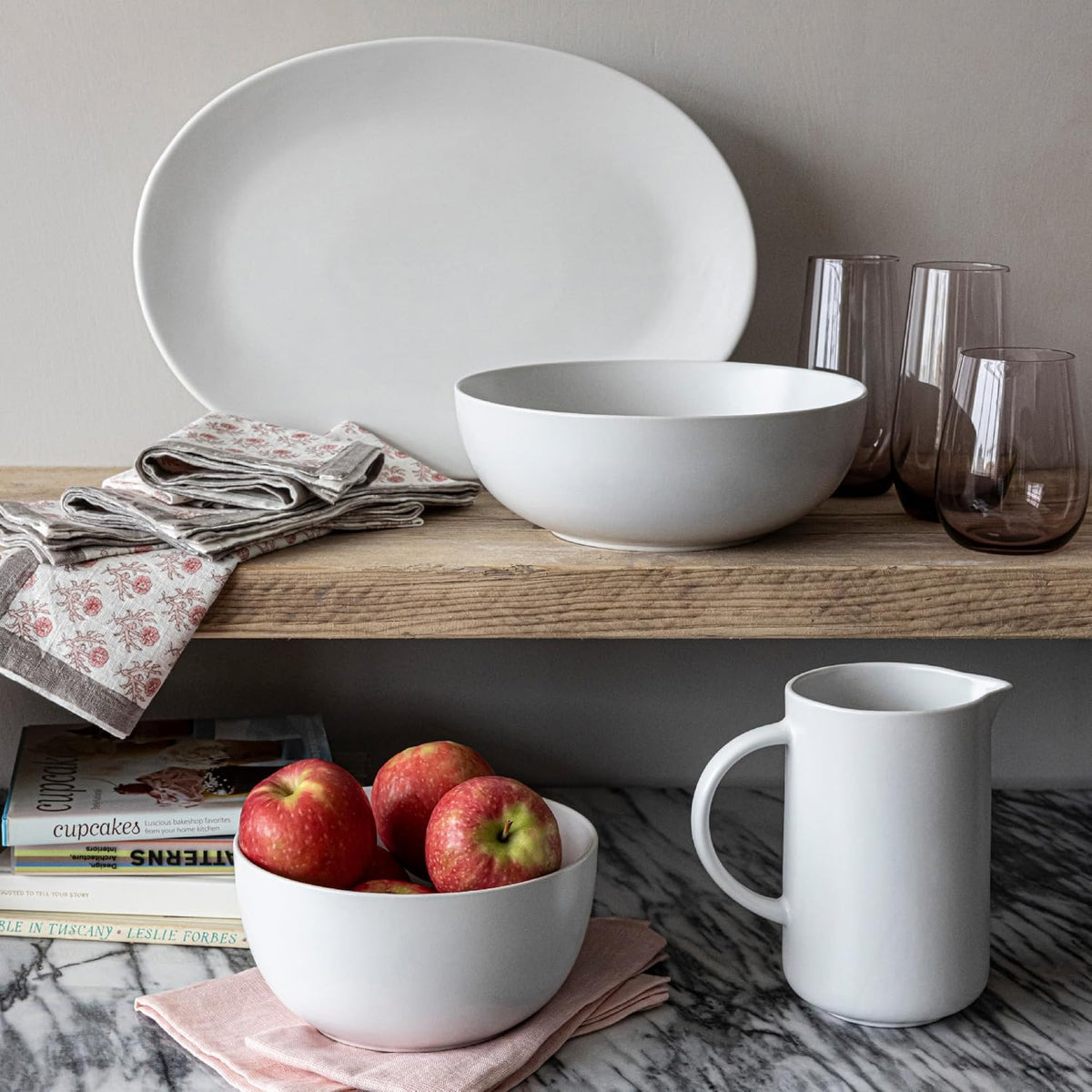 over&back Coupe Stoneware Serving Platter - Elegant 1-Piece Oval Serving Platter to Complete Your Kitchen Set - 16.4" x 11.5" - Semi-Matte White