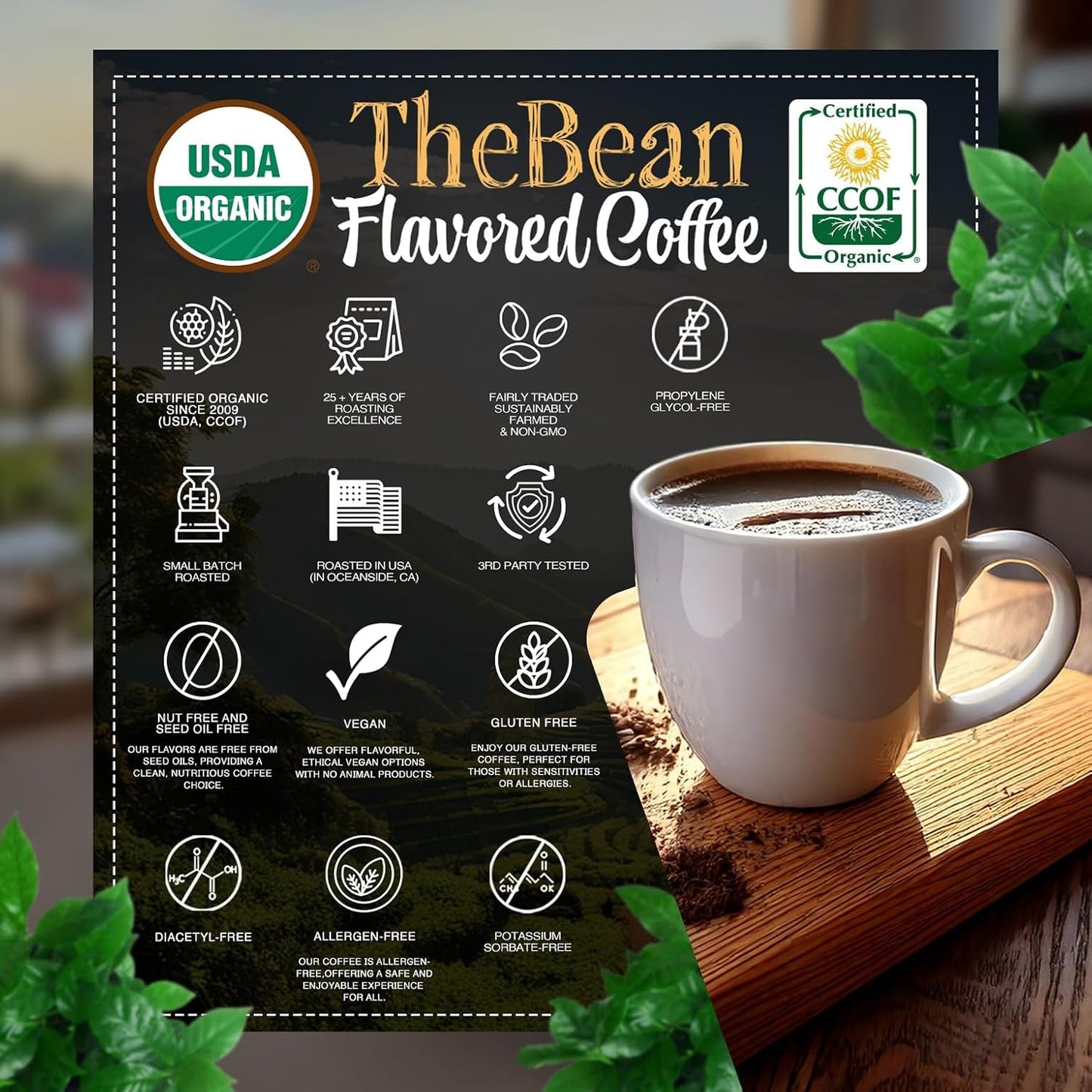 The Bean Organic Coffee Company Water Processed DECAF Milky Way, Medium Roast, Whole Bean Coffee, 16-Ounce Bags (Pack of 2)