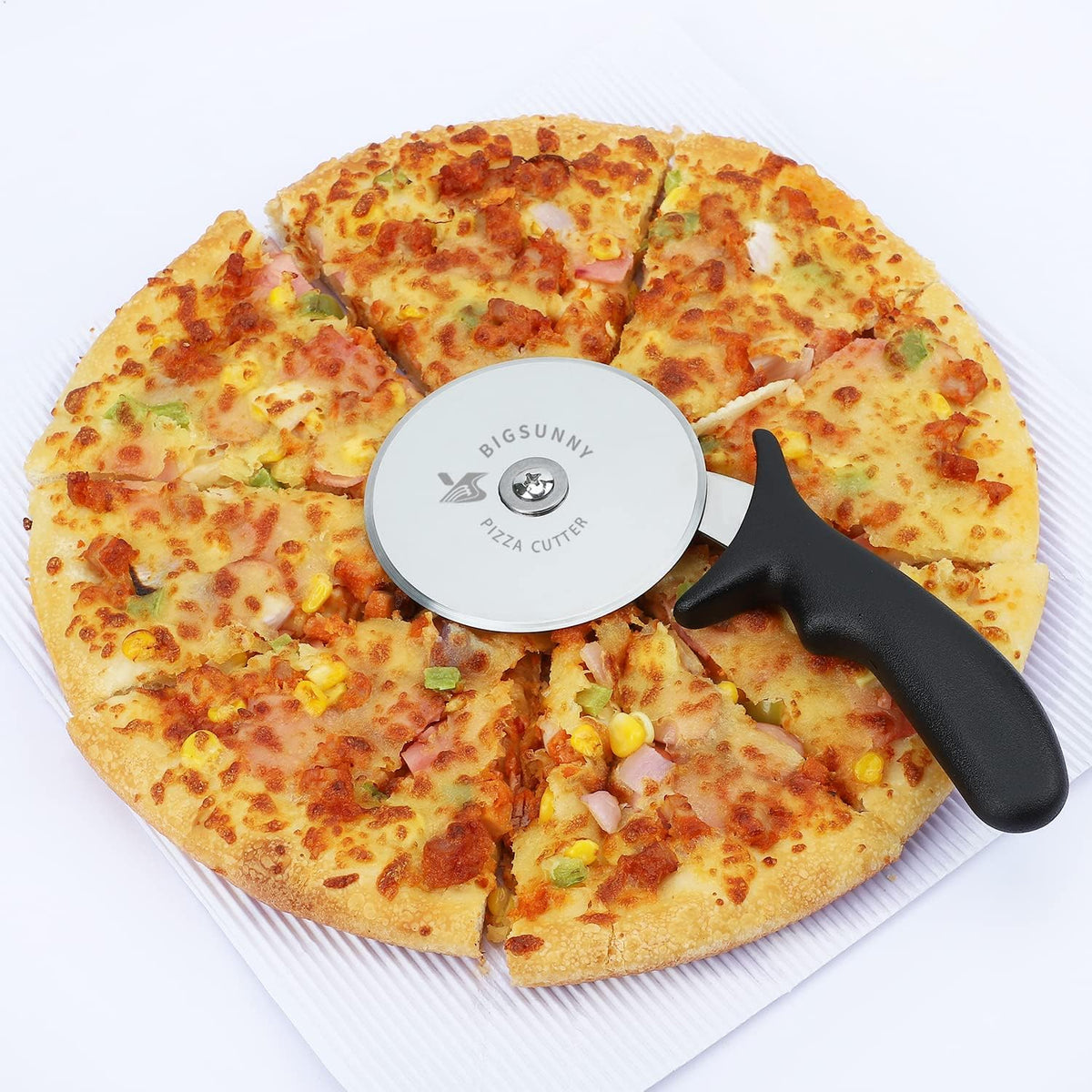 MSY BIGSUNNY Pro Pizza Cutter, Stainless Steel Pizza Cutter Wheel, with Super Sharp Pizza Slicer Dia 4-inch(10cm), Dishwasher Safe