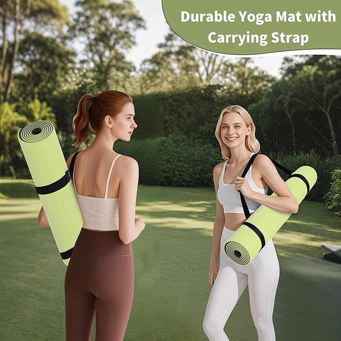 HAHE Non Slip Yoga Mat Wide, (72"L X 32"W, 0.24" Thick) Large Fitness Exercise Mat with Carrying Strap, Eco-Friendly POE Yoga Mats for Home, Gym, Pilates, Stretching