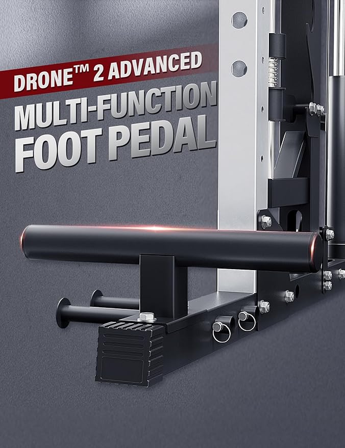 Major Fitness Drone2 Advanced Training Smith Machines– All-in-One Home Gym Squat Rack with Aluminum Pulley Set , Weight Bar, Dual LAT Pull-Down Systems & Cable Crossover Machine for Full-Body Workouts