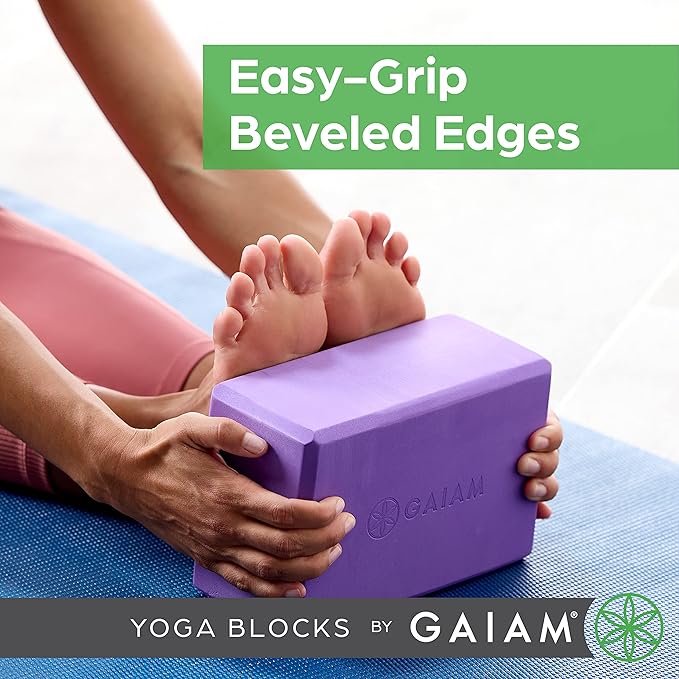 Gaiam Yoga Block - Supportive Latex-Free Eva Foam - Soft Non-Slip Surface with Beveled Edges for Yoga, Pilates, Meditation - Yoga Accessories for Stability, Balance, Deepen Stretches
