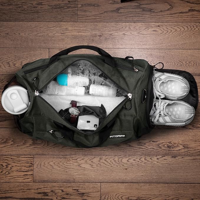 Fitgriff® Gym Bag for Men & Women with Shoe & Wet Compartment - Duffle Bag for Travel, Sports, Fitness & Workout