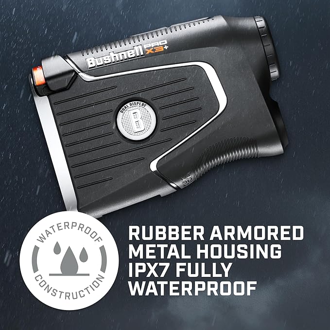 Bushnell Pro X3+ Golf Rangefinder with Wind Speed and Direction,1300 Yard Range,7X Magnification, Pin Locking with Visual Jolt