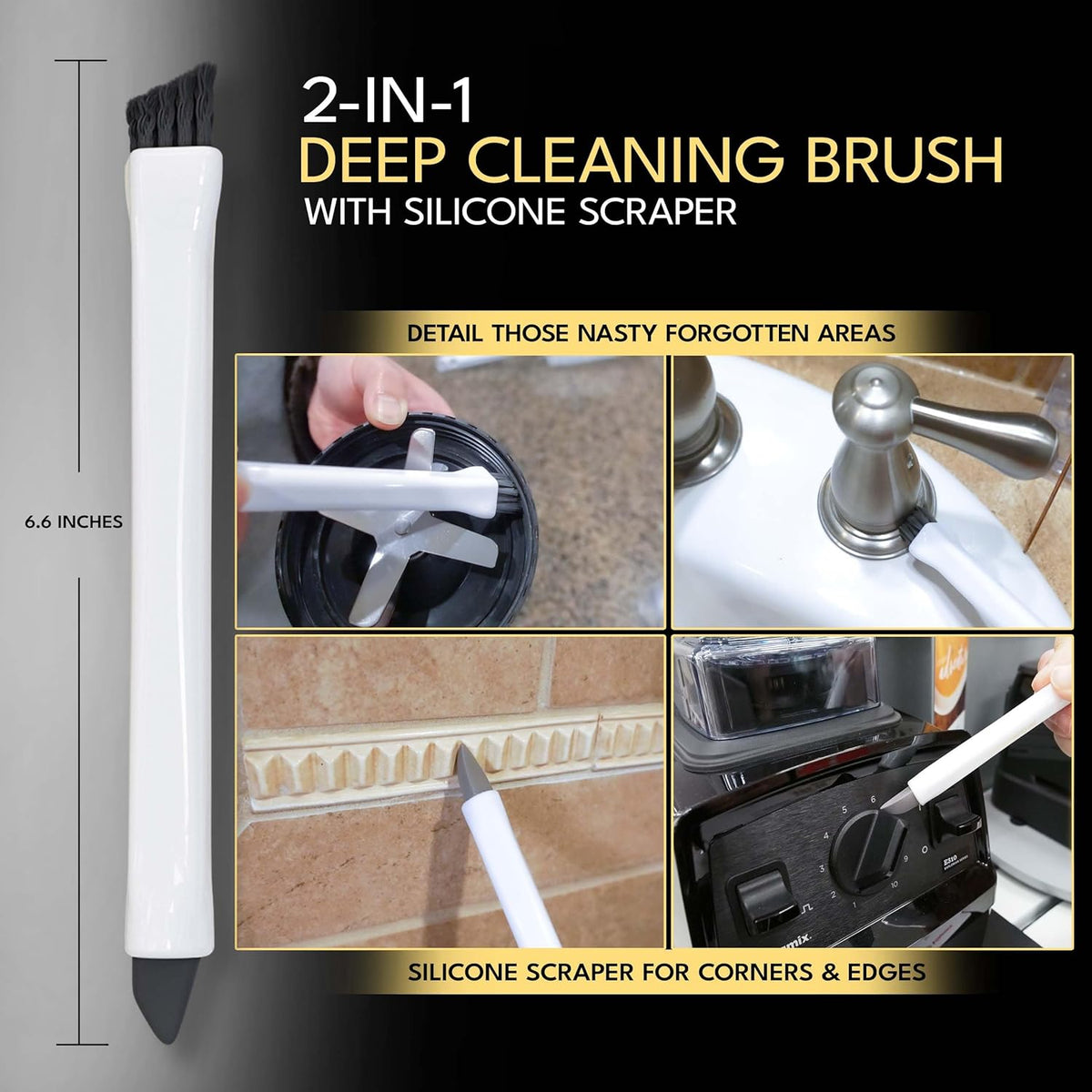 Grout Cleaning Brush Set (4 Pcs) Heavy Duty Hand Grout Scrub Brush & Detail Cleaning Brush Set for Baseboards,Floor, Corners, Shower, Bath Tub & Tiles