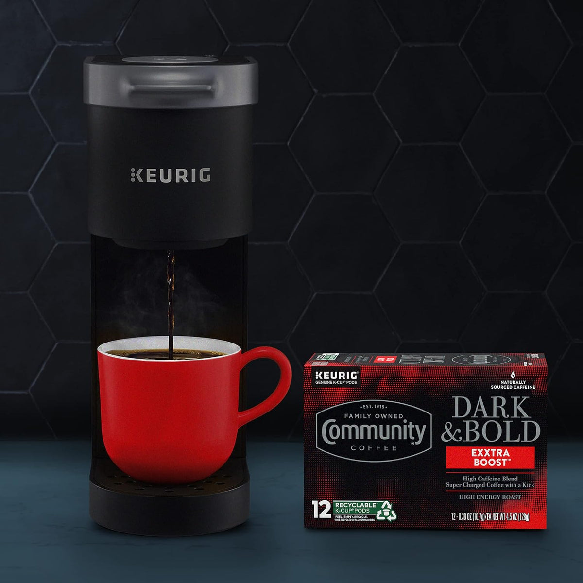 Community Coffee Dark & Bold Exxtra Boost 96 Count Coffee Pods, Compatible with Keurig 2.0 K-Cup Brewers, 24 count (Pack of 4)