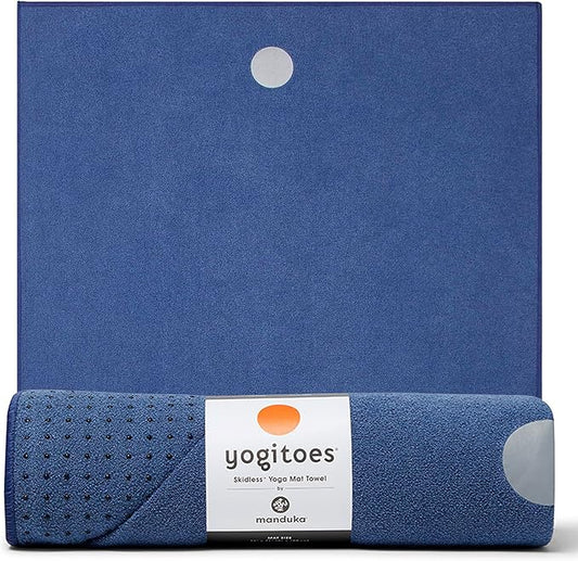 Manduka Yogitoes Yoga Towel – Rubber Grip Dots Non-Slip Bottom, Quick Dry Fitness Towel for Hot Yoga, Pilates, Exercise