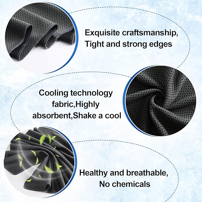 Shellwei 50 Pcs Cooling Towel 40 x 12 Inch Microfiber Workout Towels Breathable Chilly Towel Ice Cool Cold Towels Bulk Fast Drying Absorbent Sweat Rag for Neck Yoga Sports Golf Gym