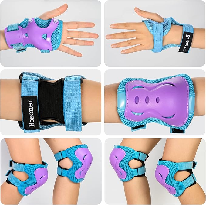 BOSONER Kids/Youth Knee Pad Elbow Pads Guards Protective Gear Set for Roller Skates Cycling BMX Bike Skateboard Inline Skatings Scooter Riding Sports