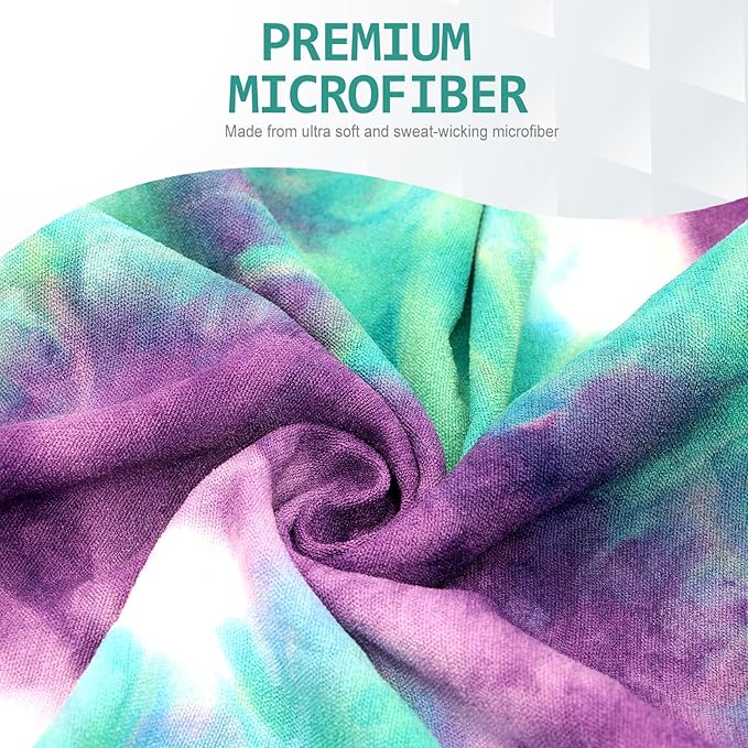 Eunzel 2 Pack Yoga Towel,Hot Yoga Mat Towel with Grip Dots Sweat Absorbent Non-Slip for Hot Yoga, Pilates and Workout 24" x72，Purple & Blue/Green & Purple (2 Pack)