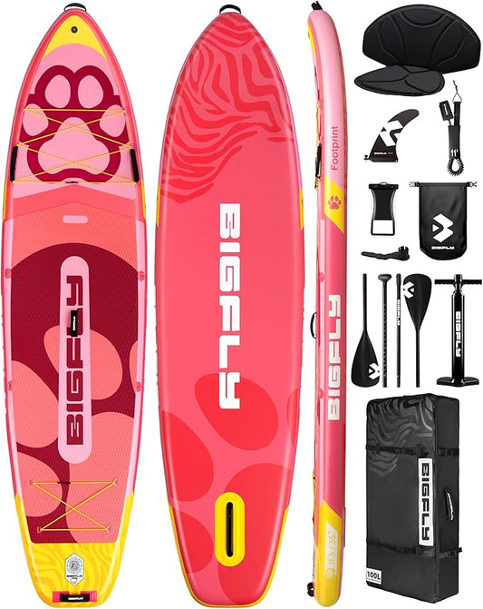 Bigfly 11'6×35" Super Wide Inflatable Stand Up Paddle Board, Ultra Stable Wide SUP for 2+1 People/Family/Big Size, 100L Backpack, All-Round Sup Board, US Big Fin