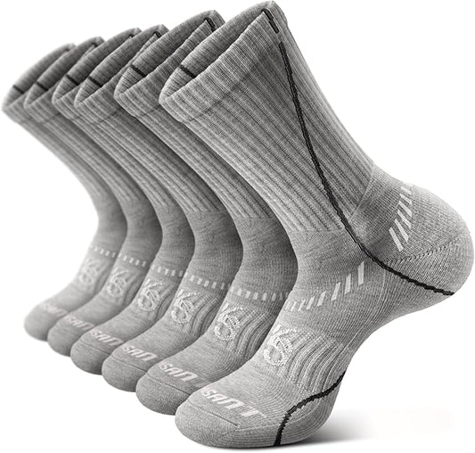 BULLIANT Compression Socks for Men 6Pairs, Athletic Crew Socks Cushioned For Men Sports Running-Arch Support