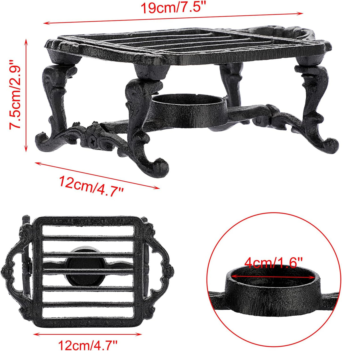 Sumnacon Tea Warmer Cast Iron Tea Pot Warmer with Tealight Candle Holder Sturdy Functional Teapot Warmer Stand for Office Party or Desk RetroTea Pot Heater for Heating Milk,Tea,Coffee,Food