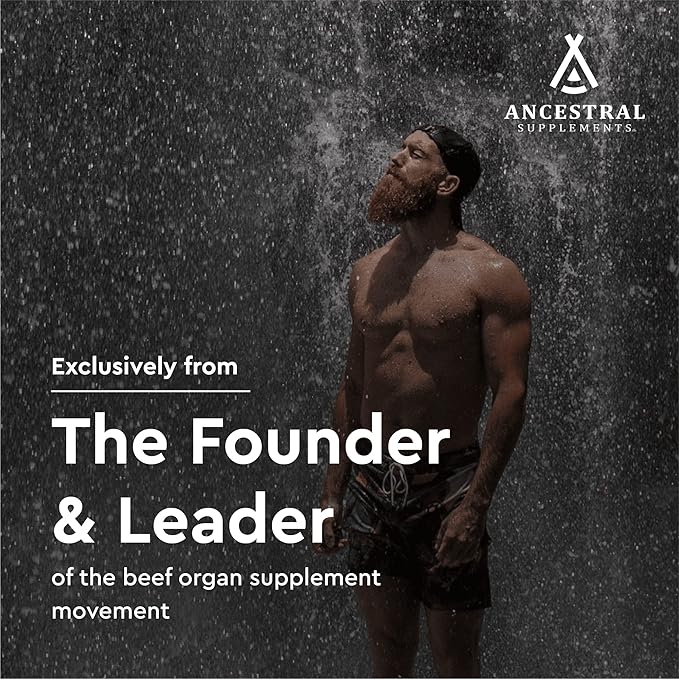 Ancestral Supplements Greens Powder Capsules, Organic Superfood Greens & Reds Blend with Spirulina, Chlorella, Grass Fed Beef Organs, and Probiotics for Gut Health, Non GMO, 612mg Each, 180 Count